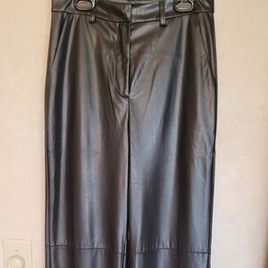 Black Faux Leather Womens High Waist Pants, Small, 30" Inseam New Without Tag